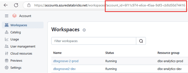 how to get your account id from accounts dashboard in databricks